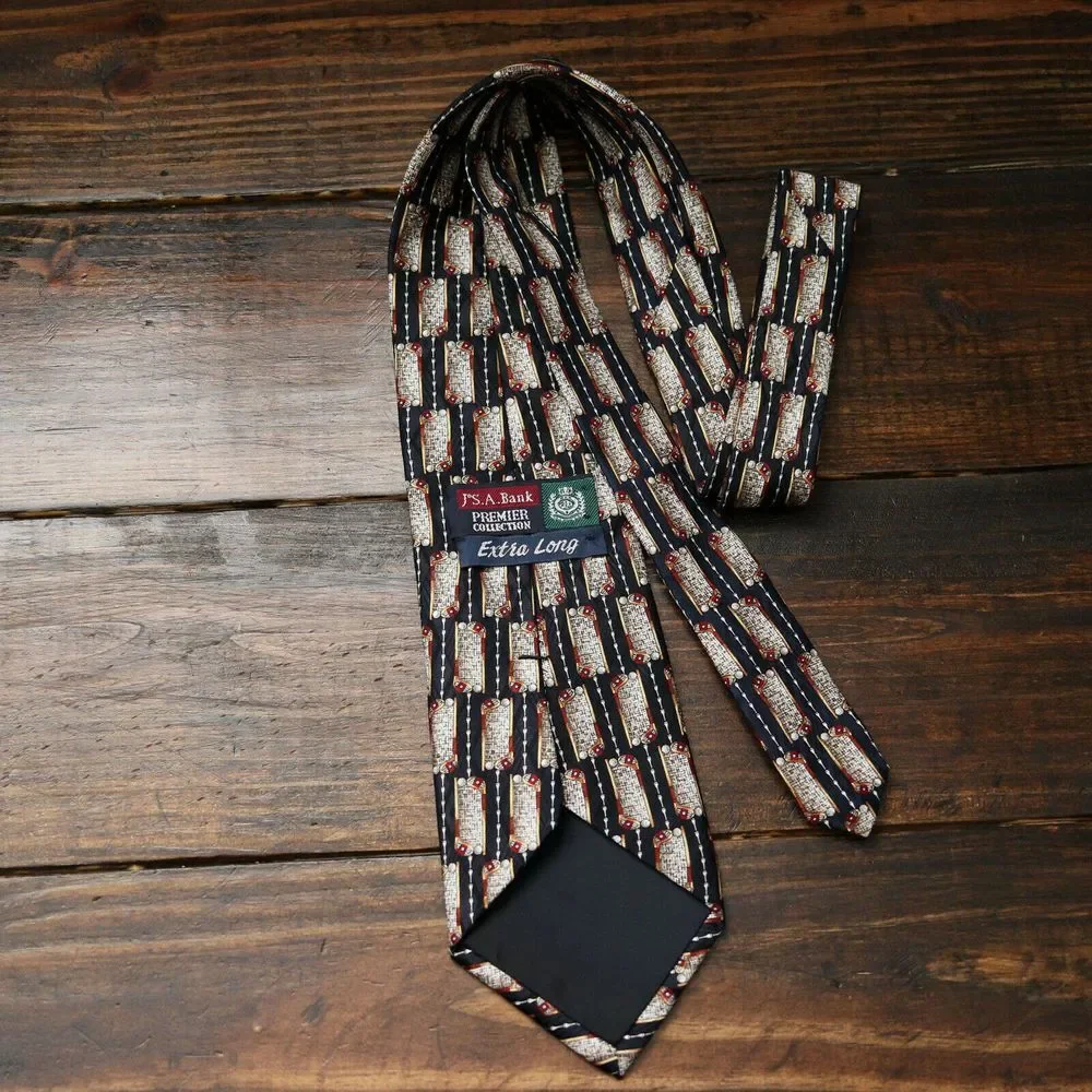 VTG Jos A Bank‎ Premier Collection Extra Long Men's Neck Tie Silk - Golf Print